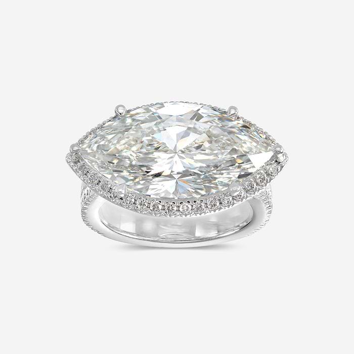 10 7/8 ctw Marquise Lab Grown Diamond East West Halo Engagement Ring