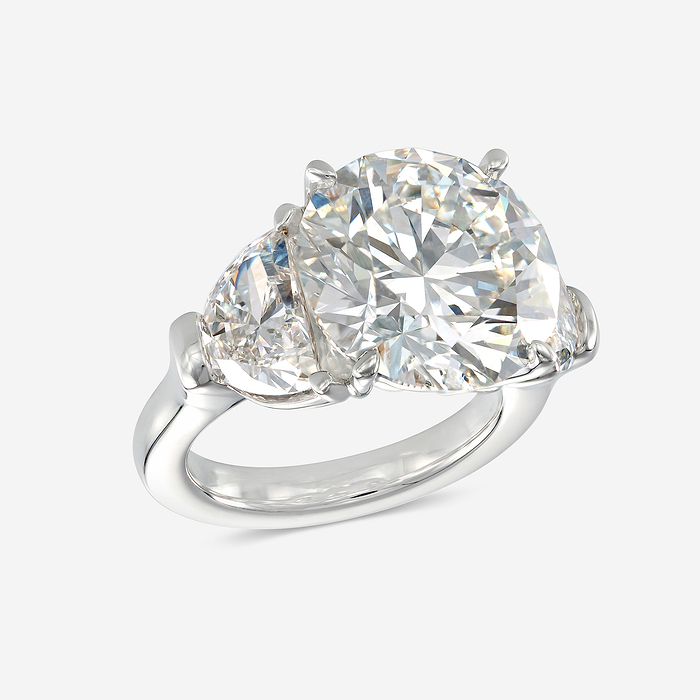 13 5/8 ctw Round Lab Grown Diamond Engagement Ring with Half Moon Side Stones
