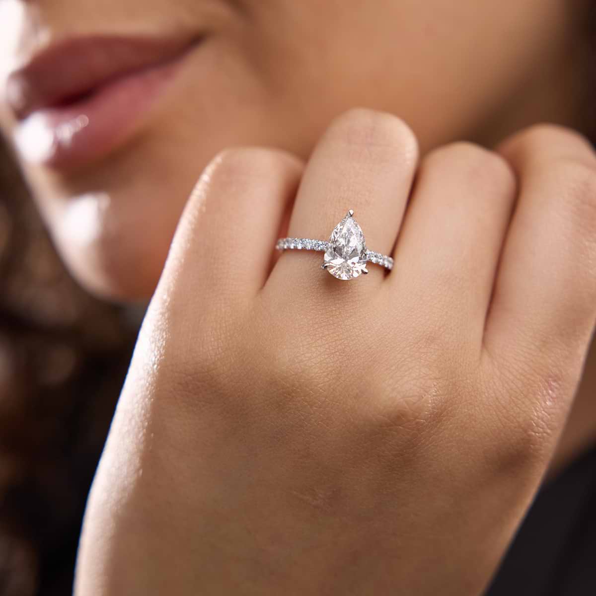 2 2/5 ctw Pear Lab Grown Diamond Hidden Halo Engagement Ring