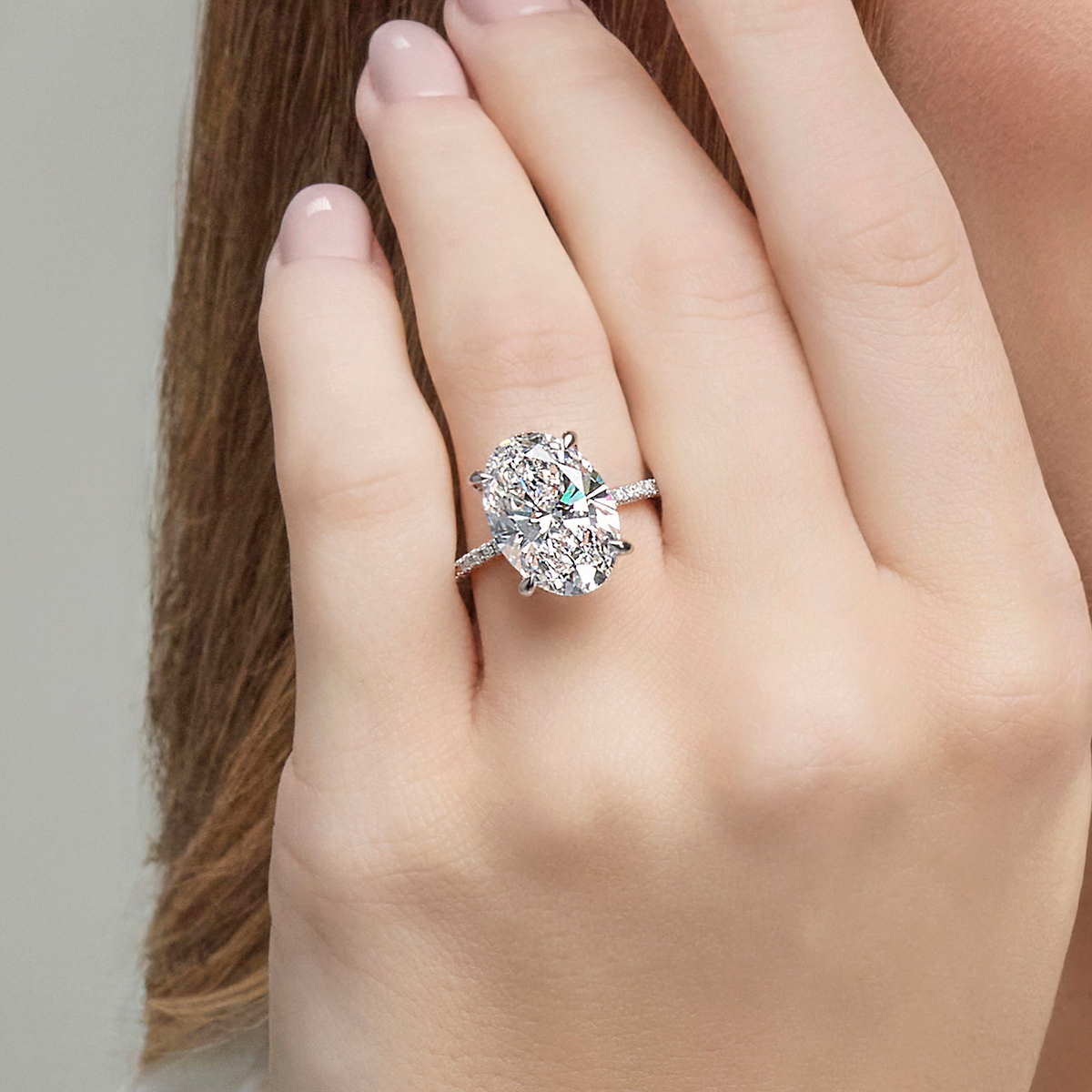 8 1/5 ctw Oval Lab Grown Diamond Scalloped classic Pave Solitaire Engagement Ring with Side Stones