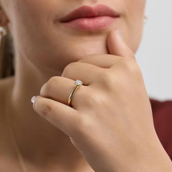 1/2 ctw Round Lab Grown Diamond Petite Solitaire Engagement Ring