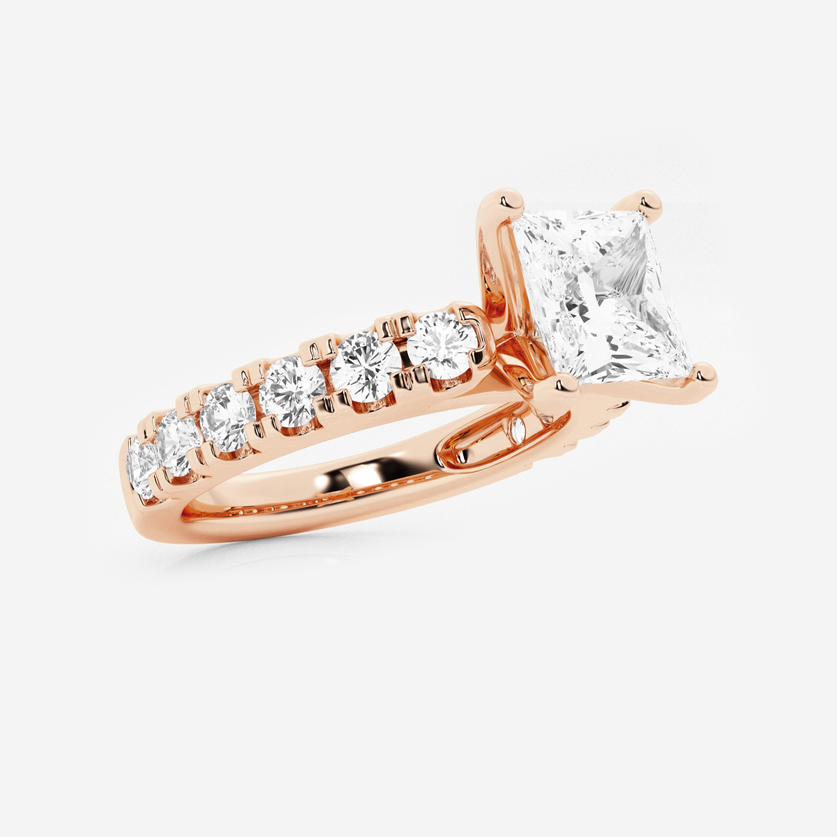 Additional Image 1 for  4 ctw Princess Lab Grown Diamond Engagement Ring with Split Prong Side Accents
