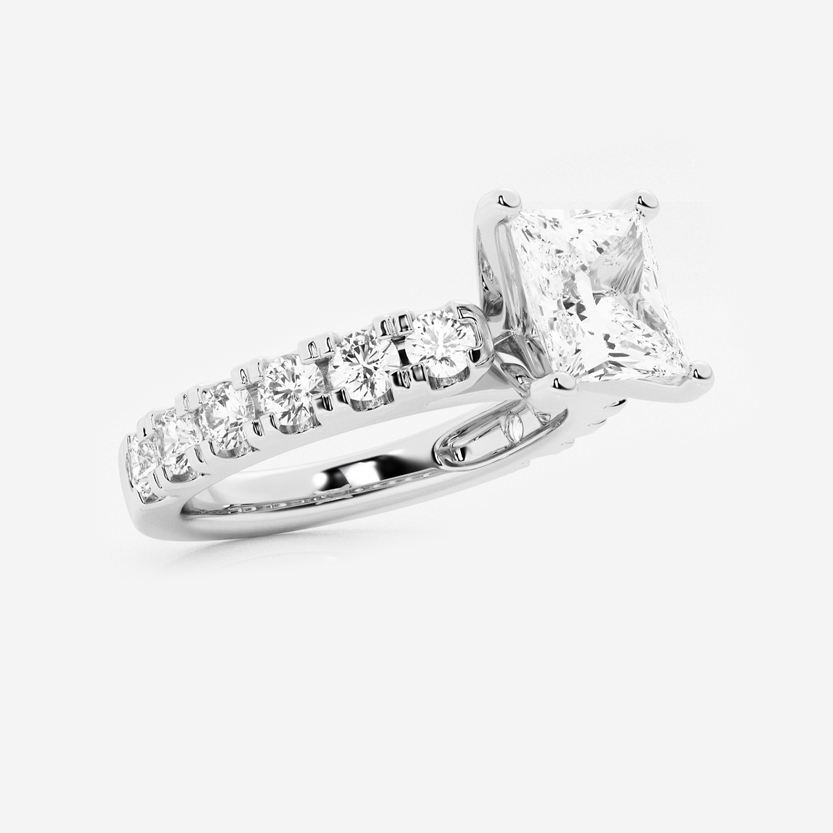 Additional Image 1 for  4 ctw Princess Lab Grown Diamond Engagement Ring with Split Prong Side Accents