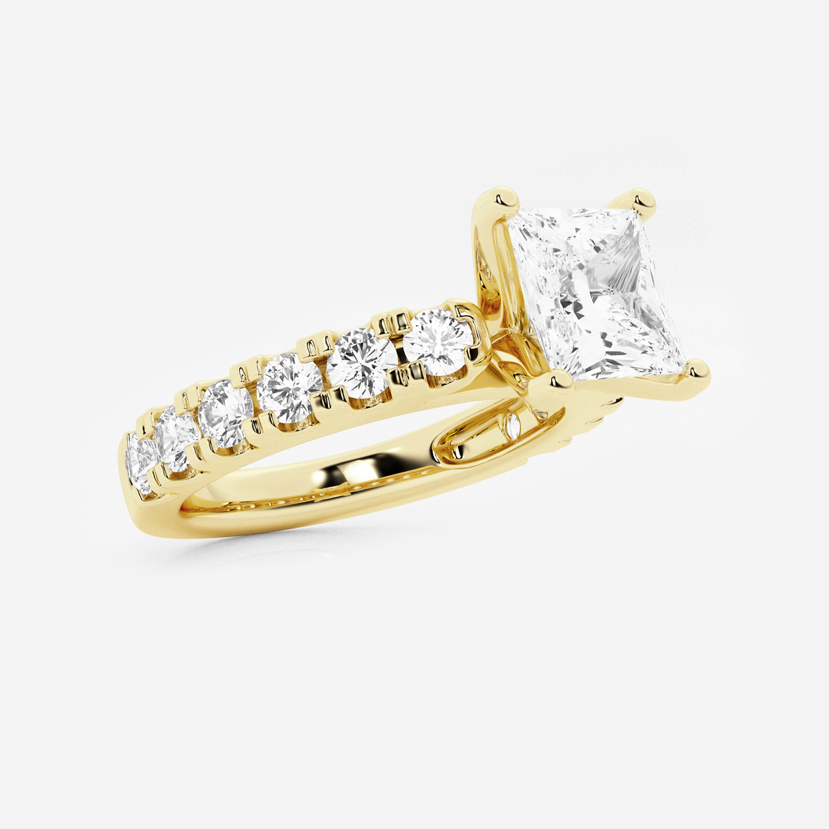 Additional Image 1 for  4 ctw Princess Lab Grown Diamond Engagement Ring with Split Prong Side Accents