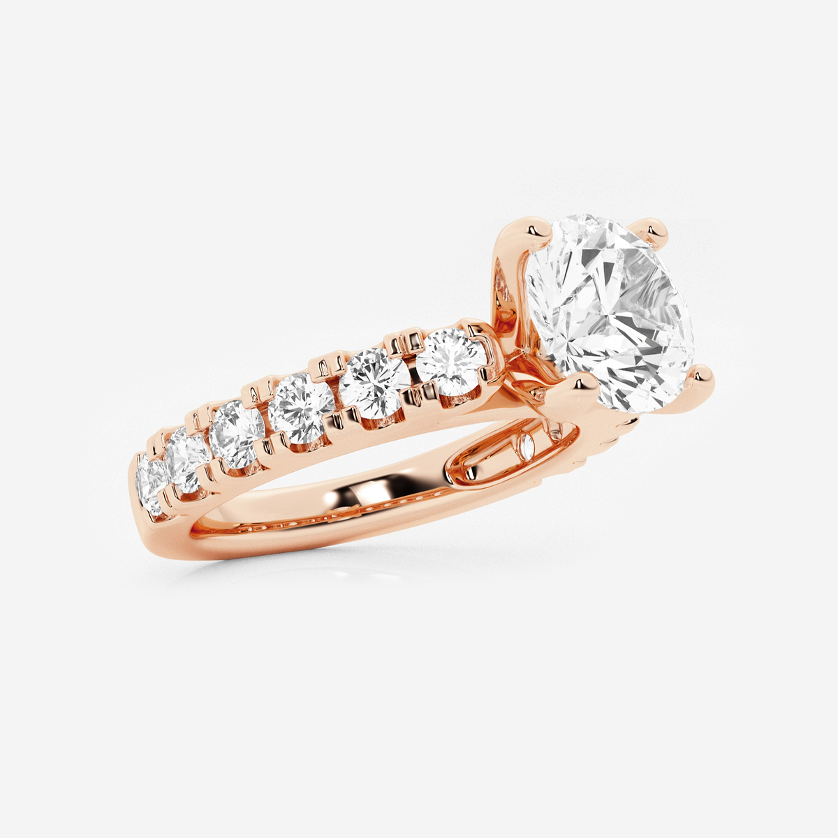 Additional Image 1 for  4 ctw Round Lab Grown Diamond Engagement Ring with Split Prong Side Accents