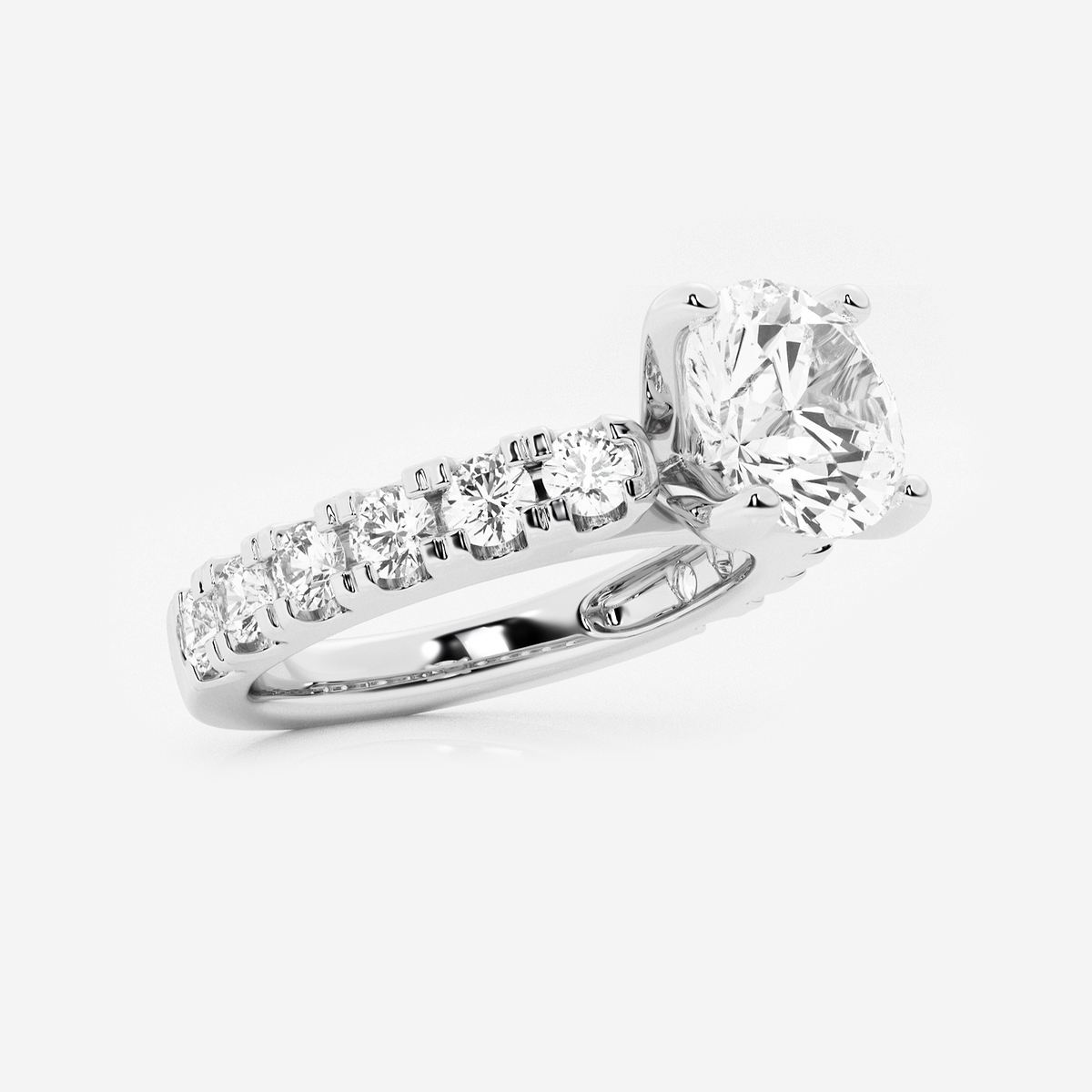 Additional Image 1 for  4 ctw Round Lab Grown Diamond Engagement Ring with Split Prong Side Accents