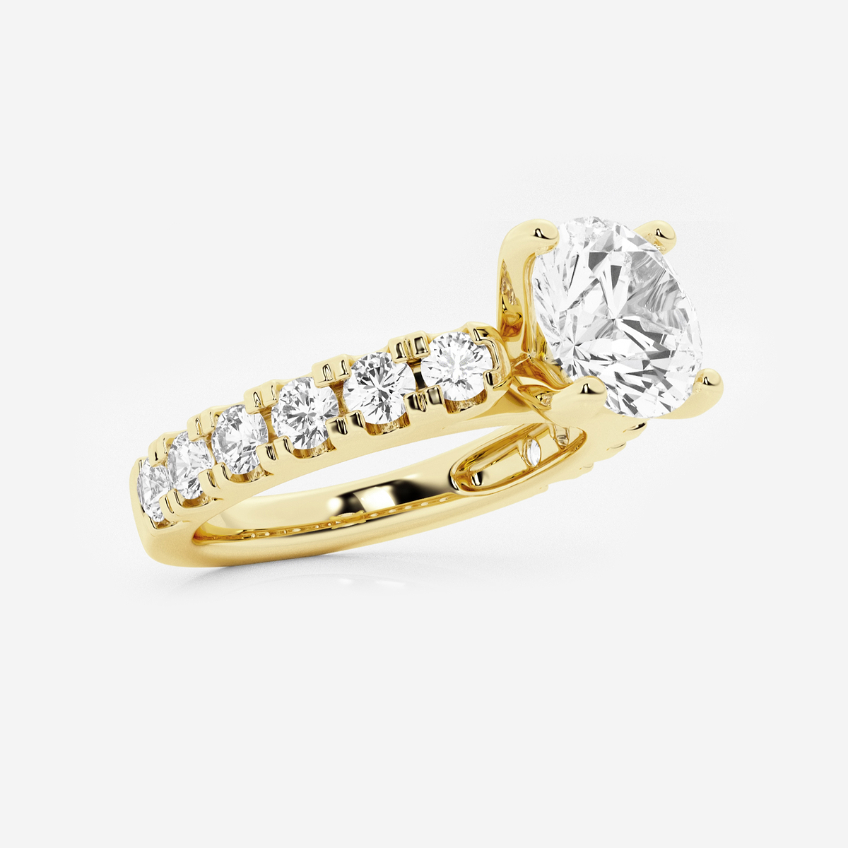 Additional Image 1 for  4 ctw Round Lab Grown Diamond Engagement Ring with Split Prong Side Accents
