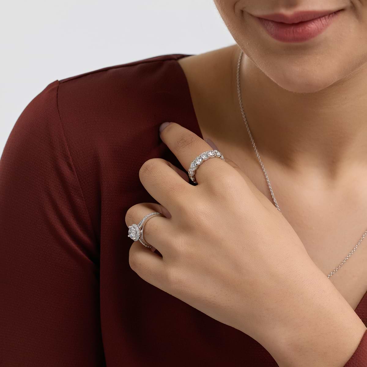 Additional Image 3 for  2 5/8 ctw Round Lab Grown Diamond Split Shank Halo Engagement Ring