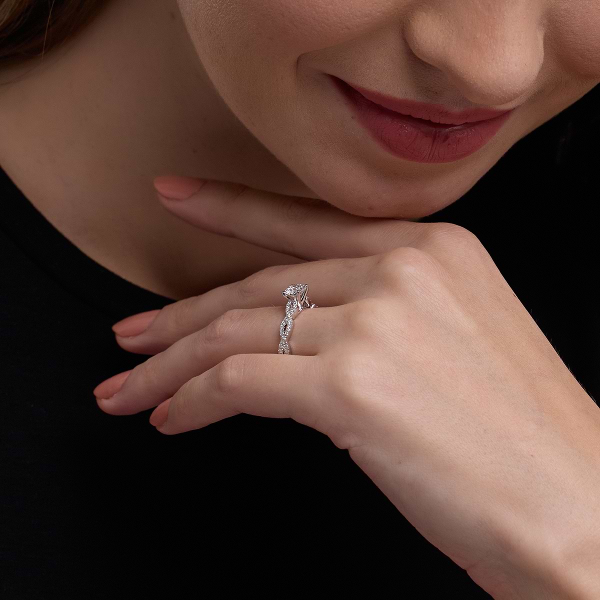 Additional Image 2 for  1 3/4 ctw Princess Lab Grown Diamond Double Twist Engagement Ring