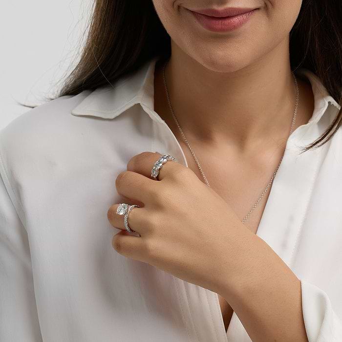 Additional Image 2 for  3 1/2 ctw Round Lab Grown Diamond Station Engagement Ring
