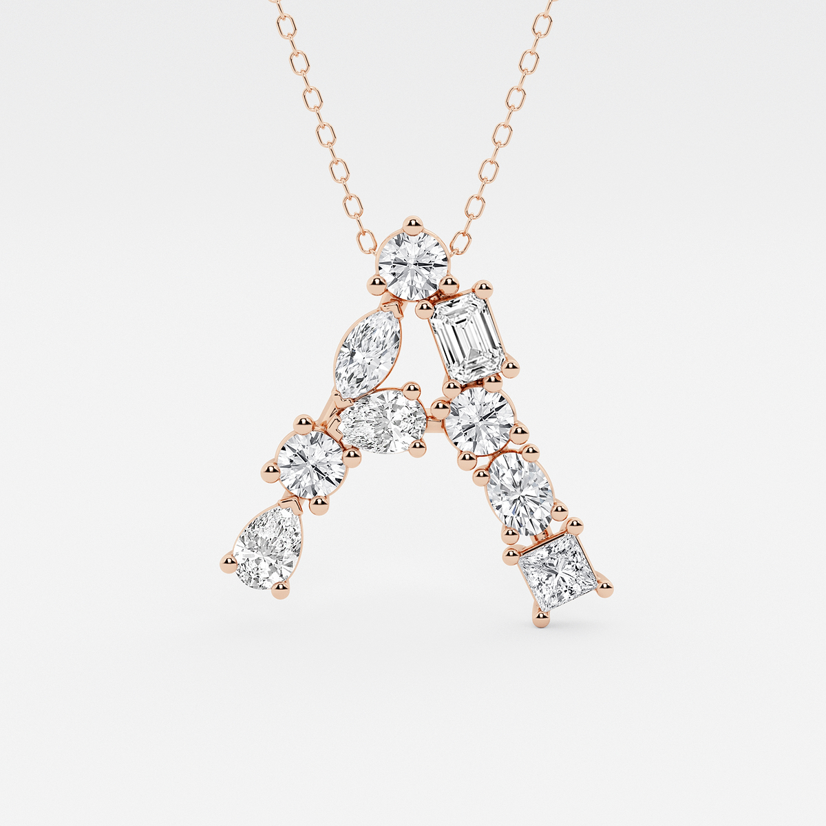 1 3/4 ctw Mosaic Multi-Shape Initial A Pendant