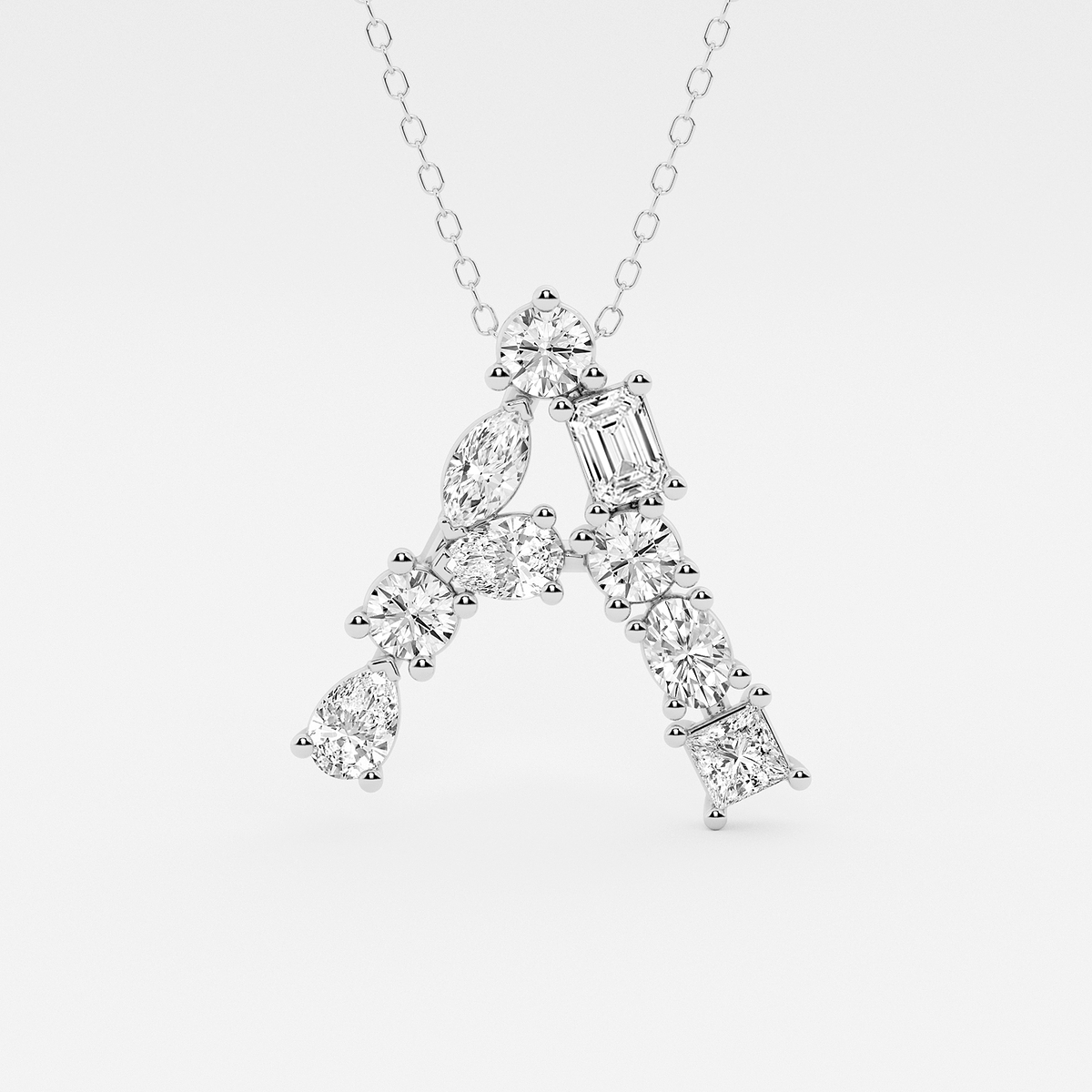 1 3/4 ctw Mosaic Multi-Shape Initial A Pendant