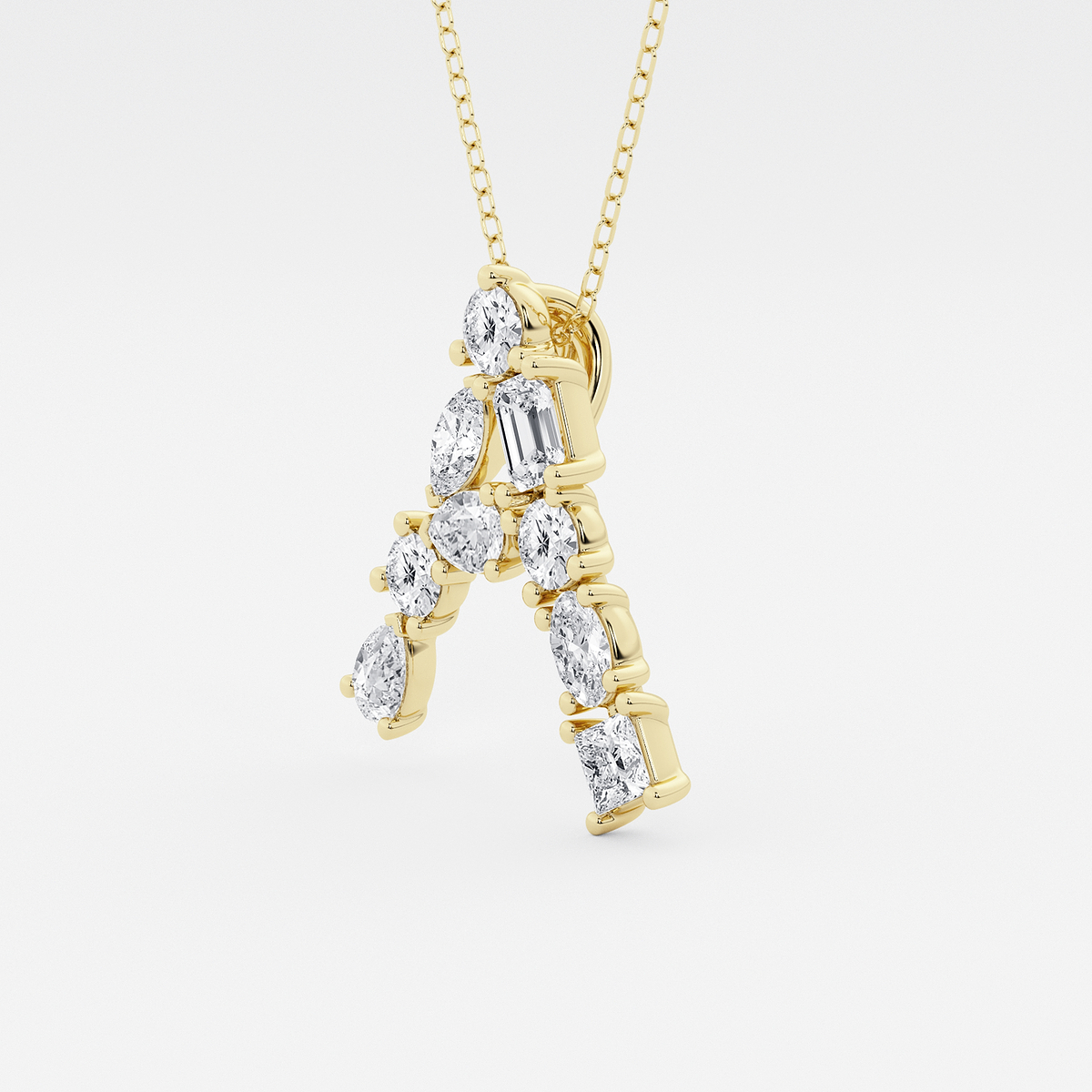 Additional Image 1 for  1 3/4 ctw Mosaic Multi-Shape Initial A Pendant