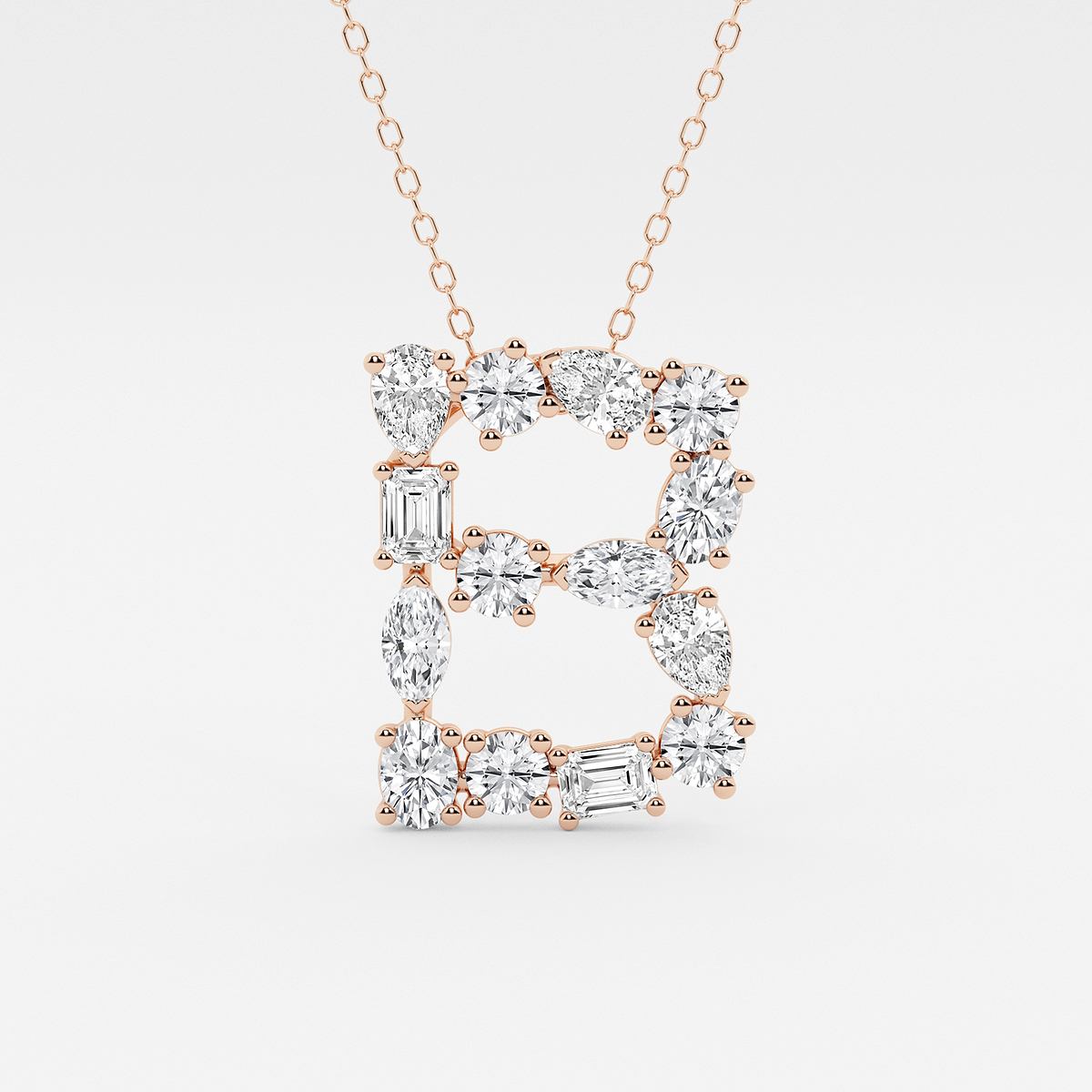 1 3/4 ctw Mosaic Multi-Shape Initial B Pendant