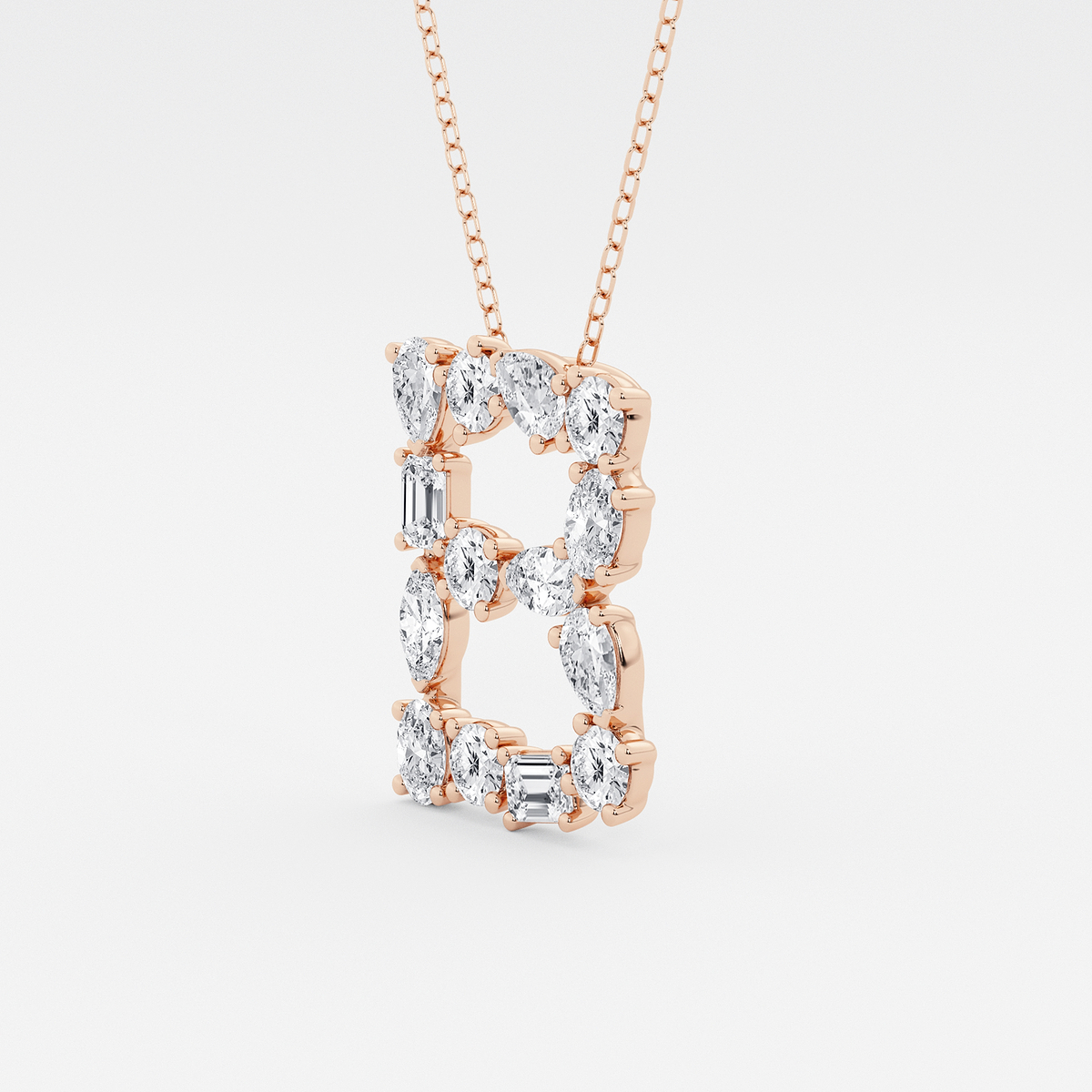 Additional Image 1 for  1 3/4 ctw Mosaic Multi-Shape Initial B Pendant