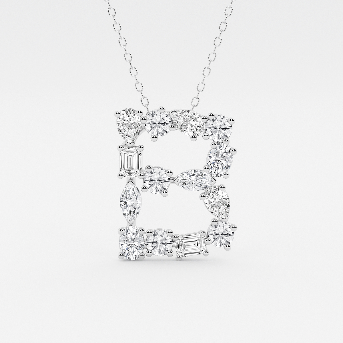 1 3/4 ctw Mosaic Multi-Shape Initial B Pendant