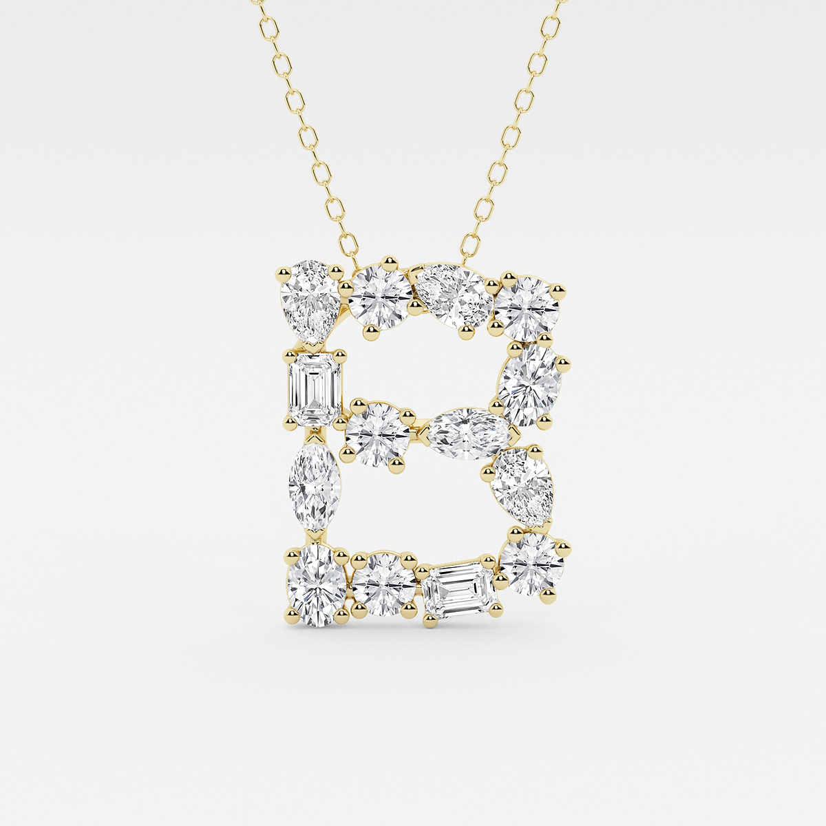 1 3/4 ctw Mosaic Multi-Shape Initial B Pendant