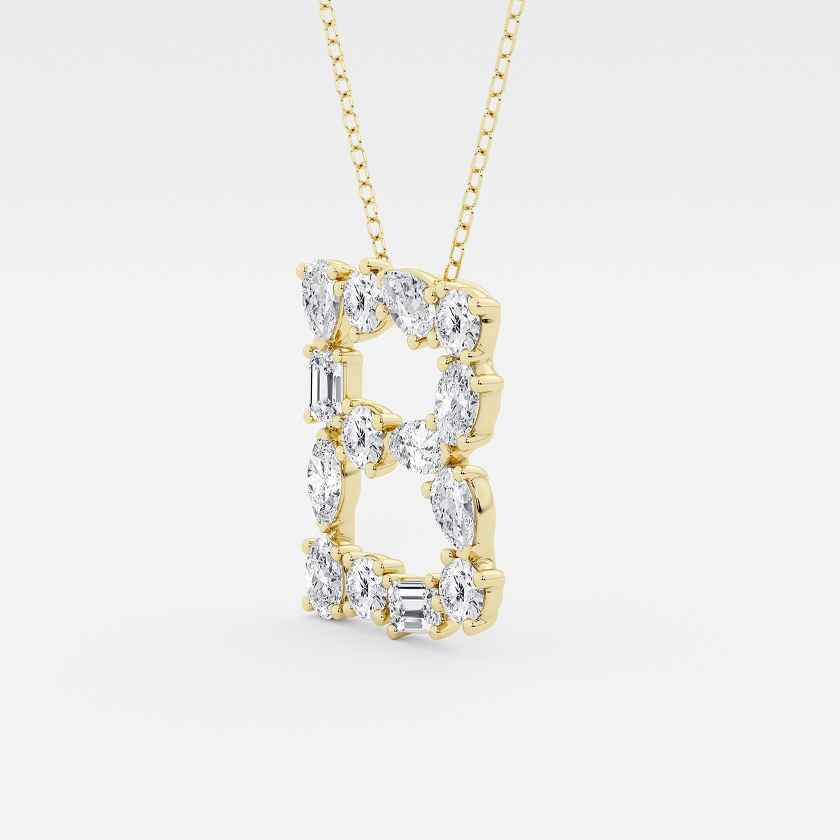 Additional Image 1 for  1 3/4 ctw Mosaic Multi-Shape Initial B Pendant