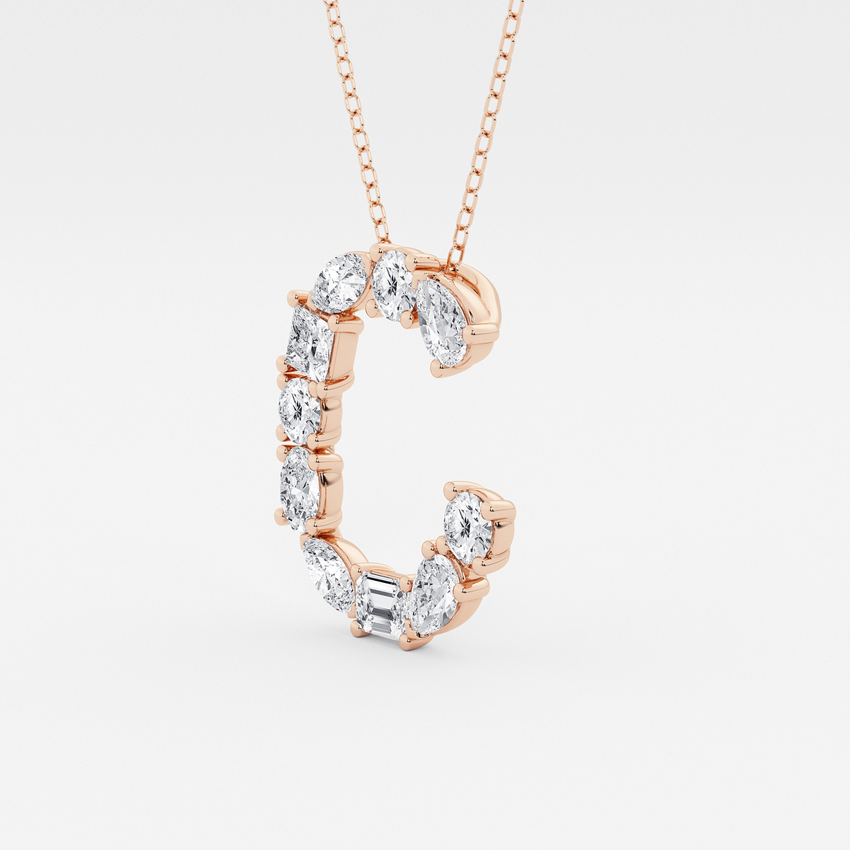 Additional Image 1 for  1 3/4 ctw Mosaic Multi-Shape Initial C Pendant