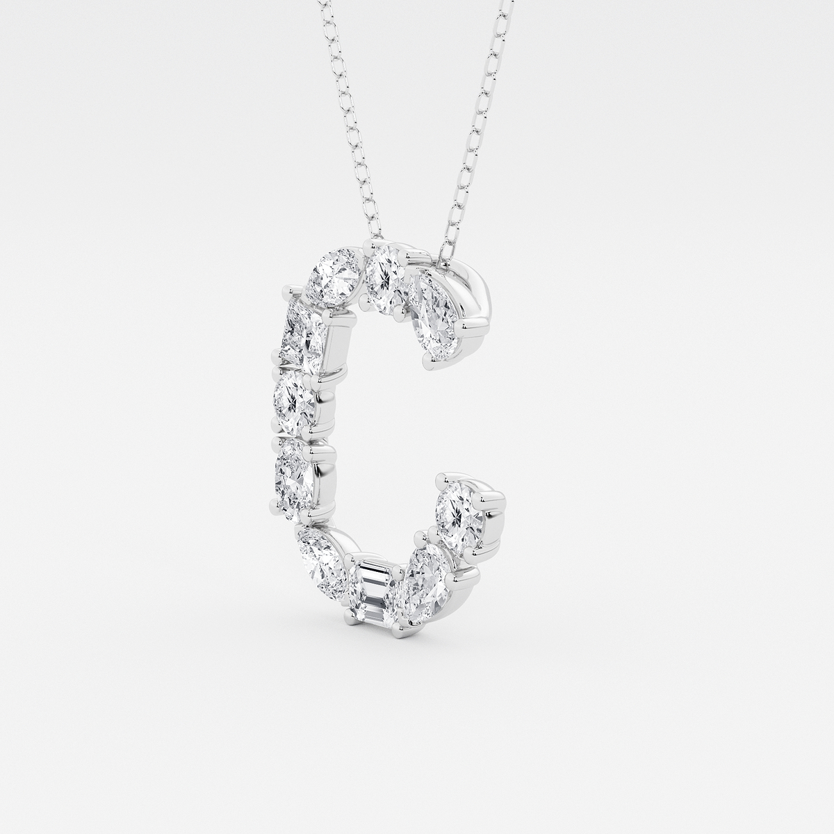 Additional Image 1 for  1 3/4 ctw Mosaic Multi-Shape Initial C Pendant