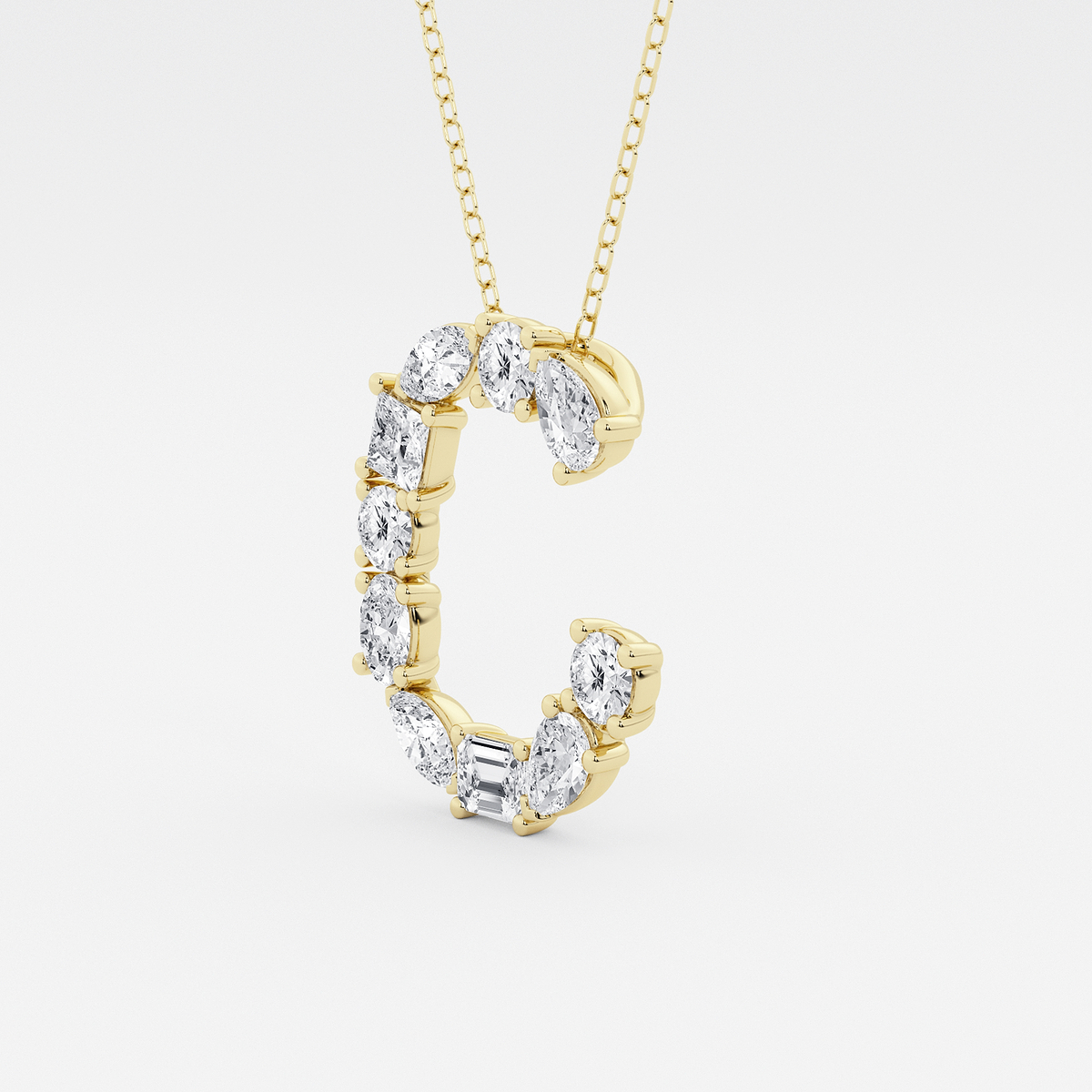 Additional Image 1 for  1 3/4 ctw Mosaic Multi-Shape Initial C Pendant