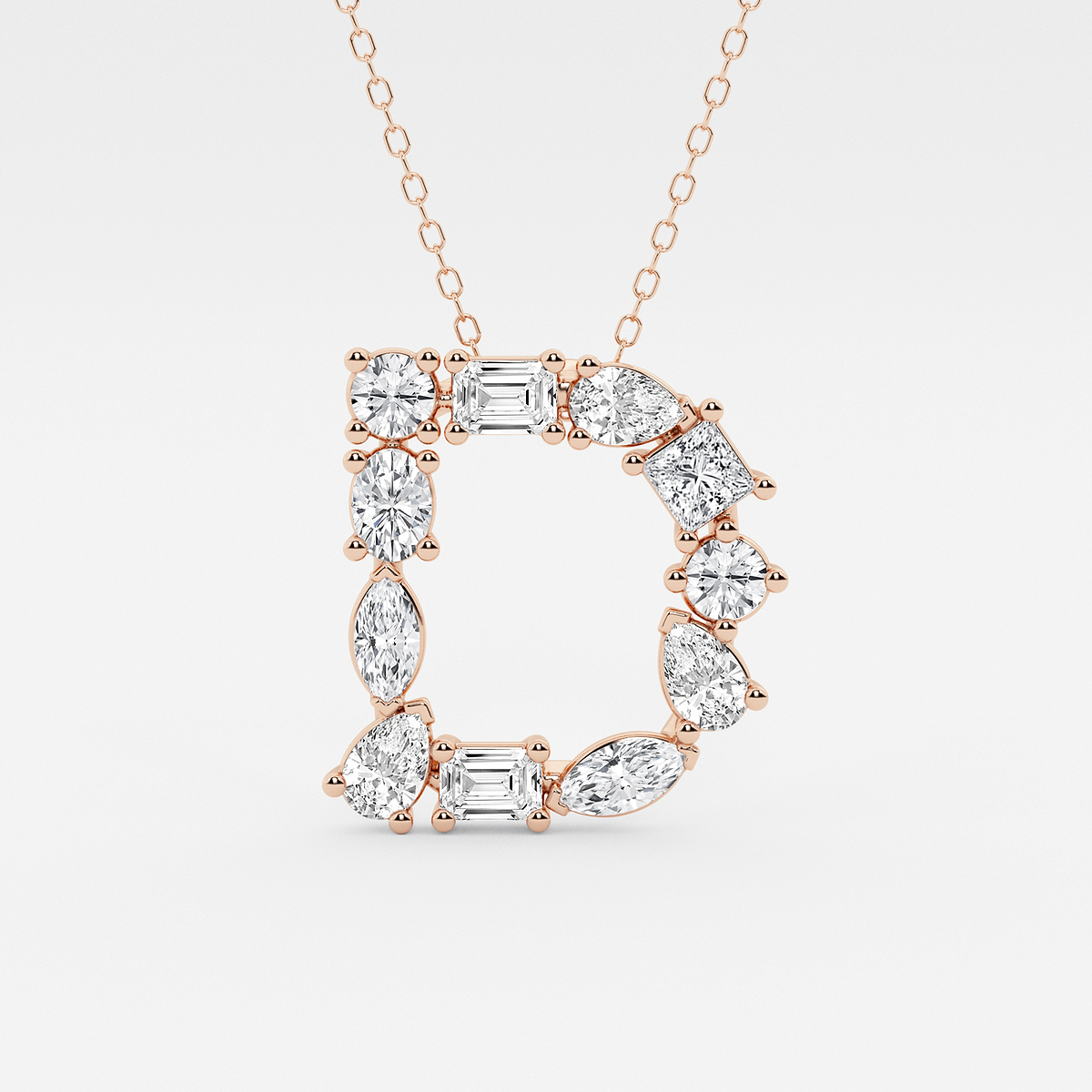 1 3/4 ctw Mosaic Multi-Shape Initial D Pendant