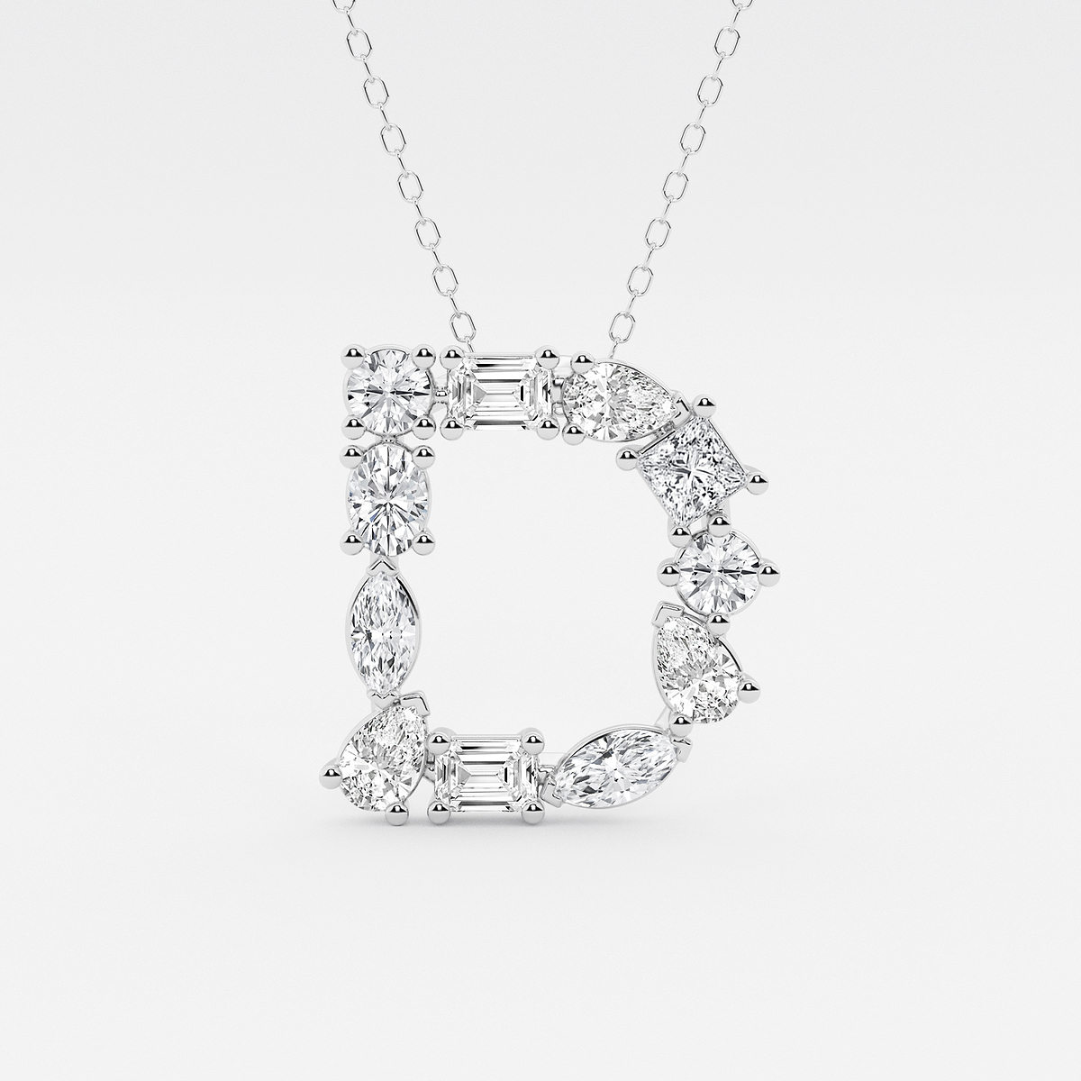 1 3/4 ctw Mosaic Multi-Shape Initial D Pendant