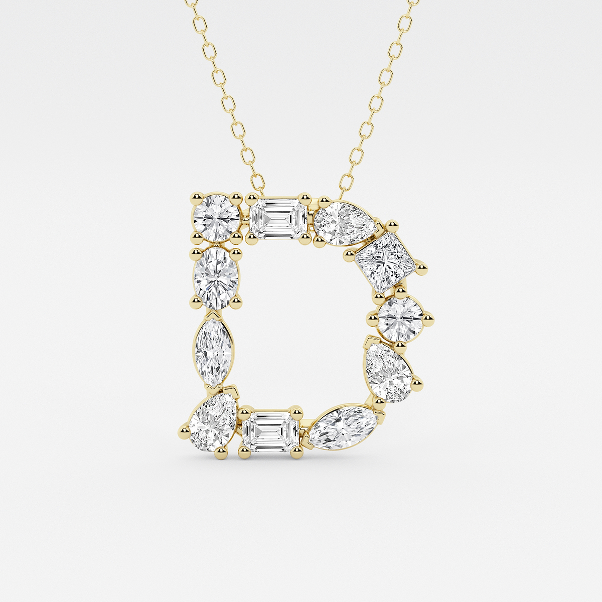 1 3/4 ctw Mosaic Multi-Shape Initial D Pendant