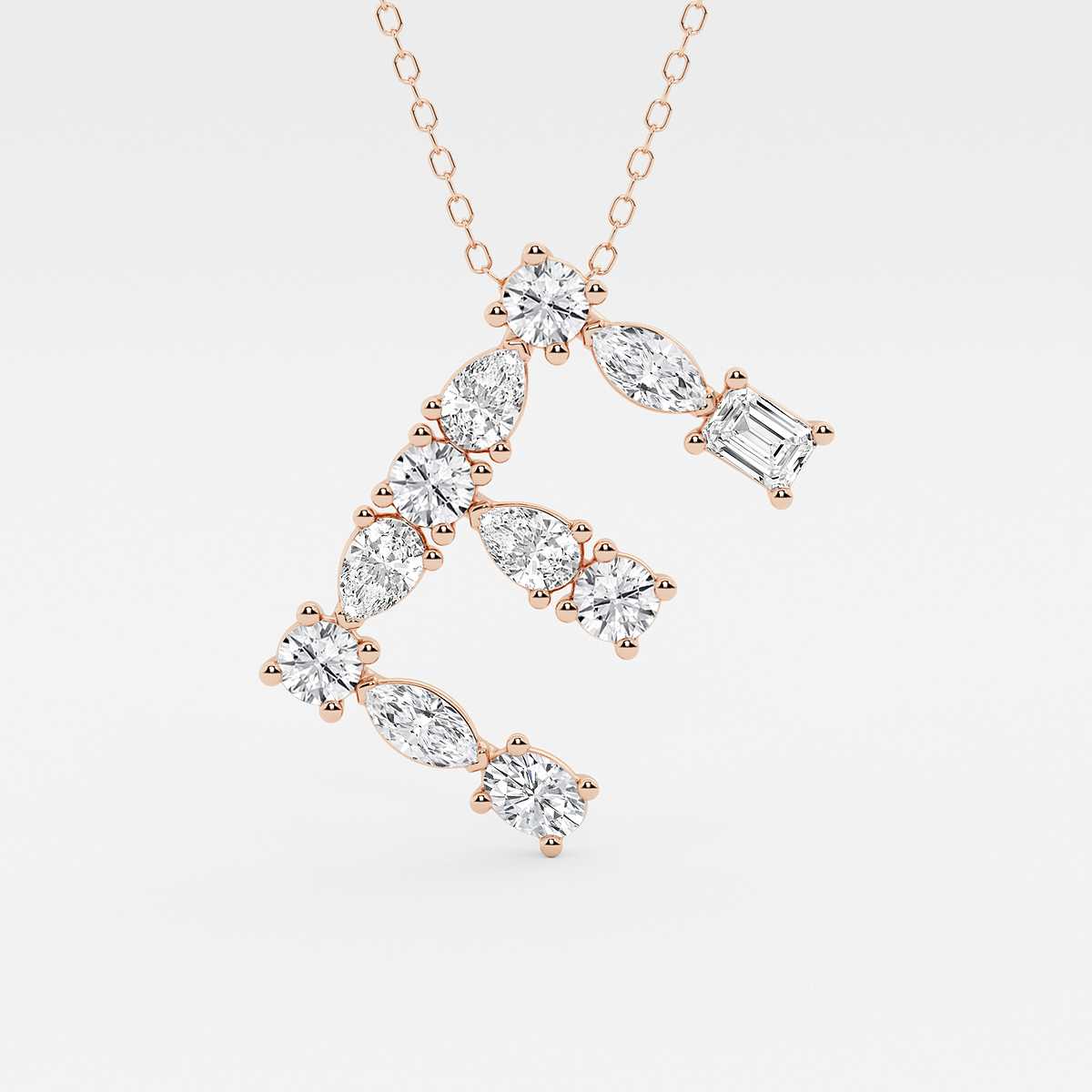 1 3/4 ctw Mosaic Multi-Shape Initial E Pendant