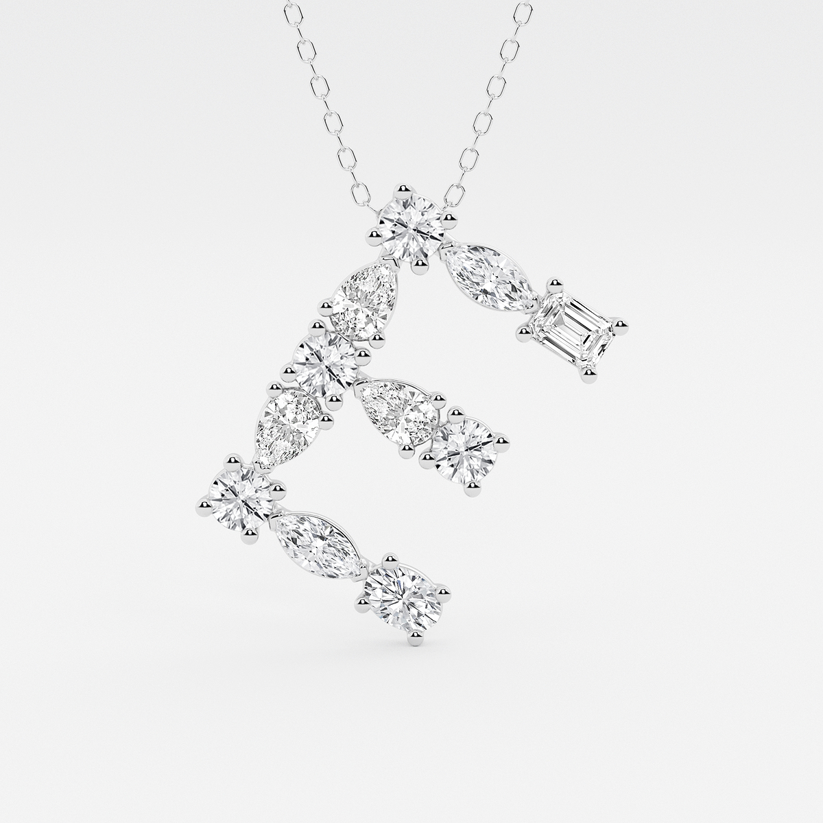 1 3/4 ctw Mosaic Multi-Shape Initial E Pendant
