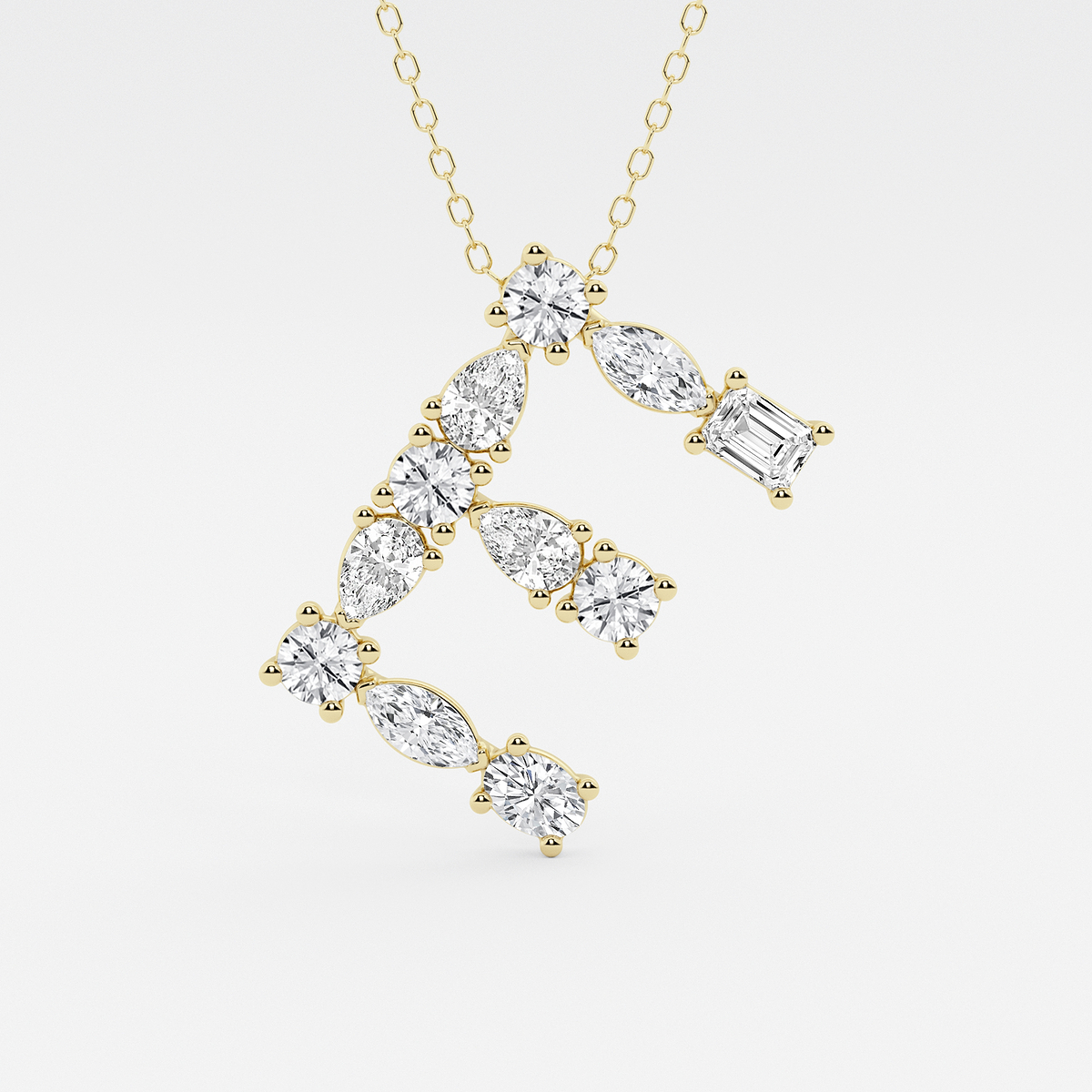 1 3/4 ctw Mosaic Multi-Shape Initial E Pendant