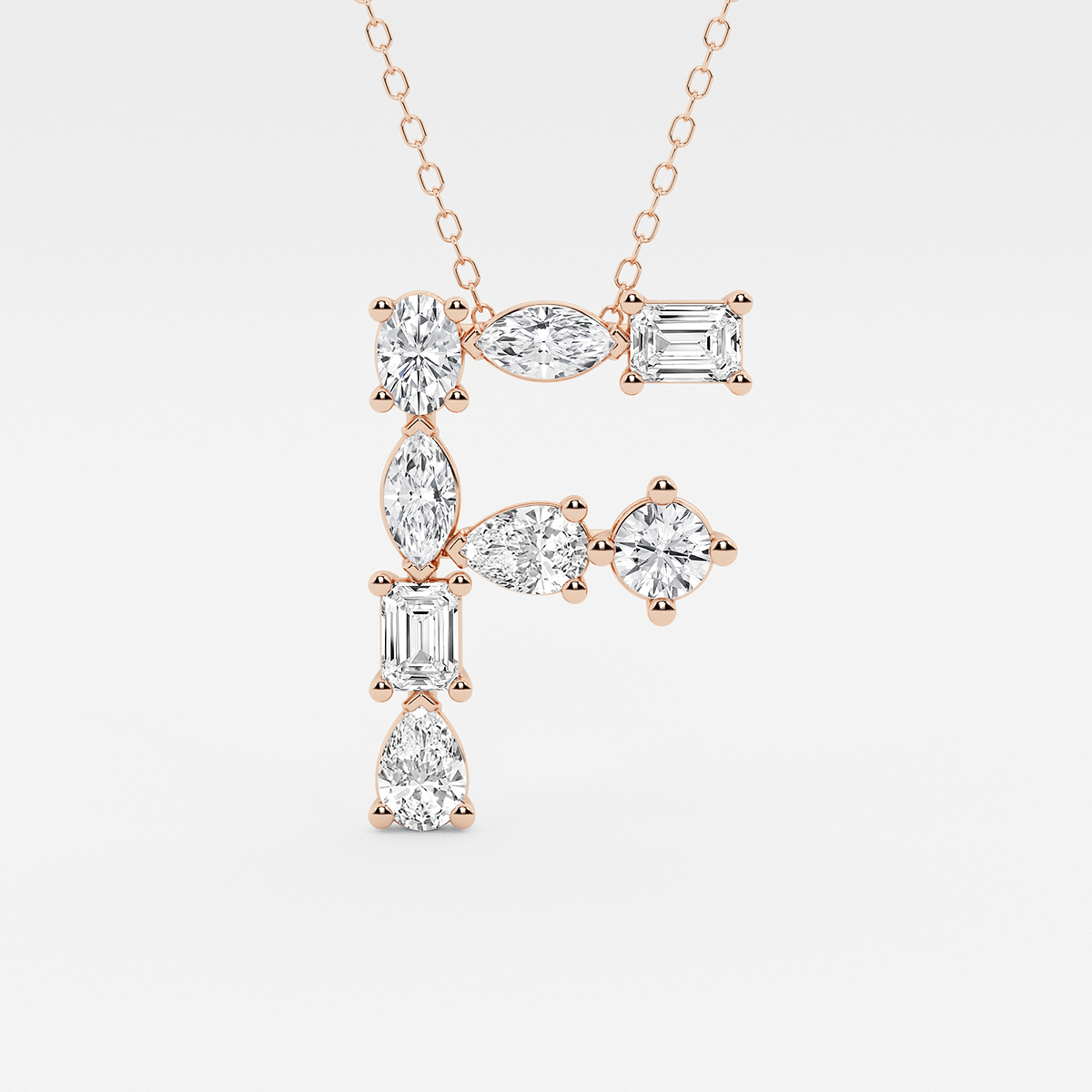 1 3/4 ctw Mosaic Multi-Shape Initial F Pendant