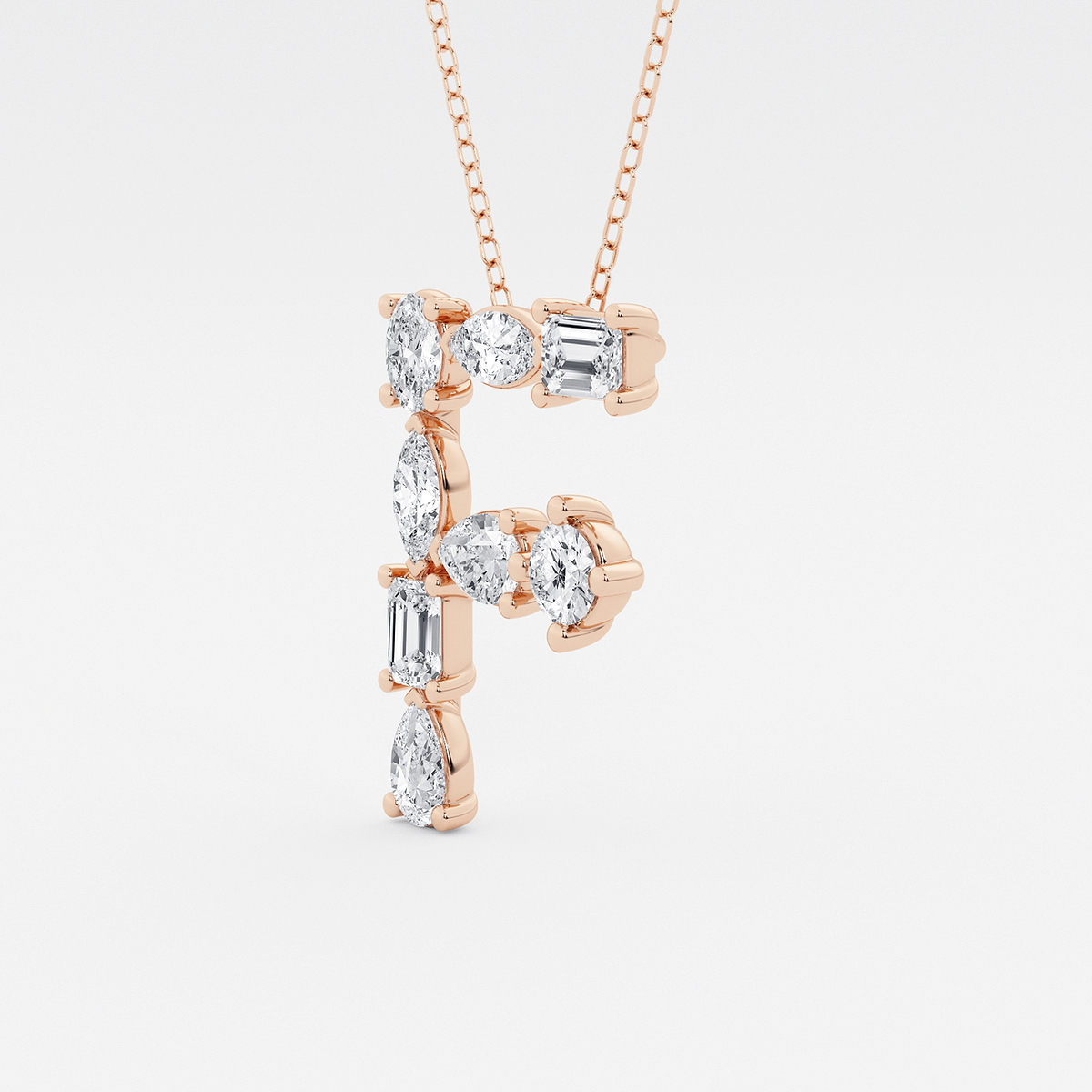 Additional Image 1 for  1 3/4 ctw Mosaic Multi-Shape Initial F Pendant
