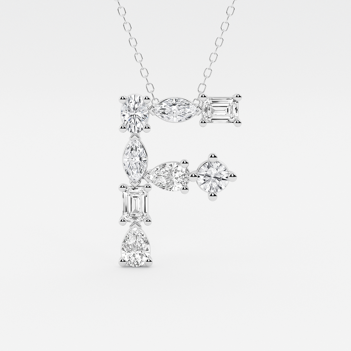1 3/4 ctw Mosaic Multi-Shape Initial F Pendant