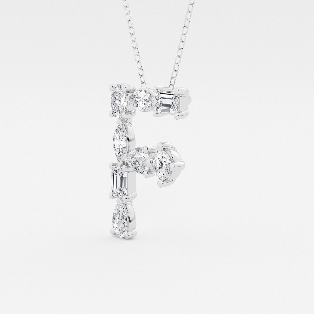 Additional Image 1 for  1 3/4 ctw Mosaic Multi-Shape Initial F Pendant