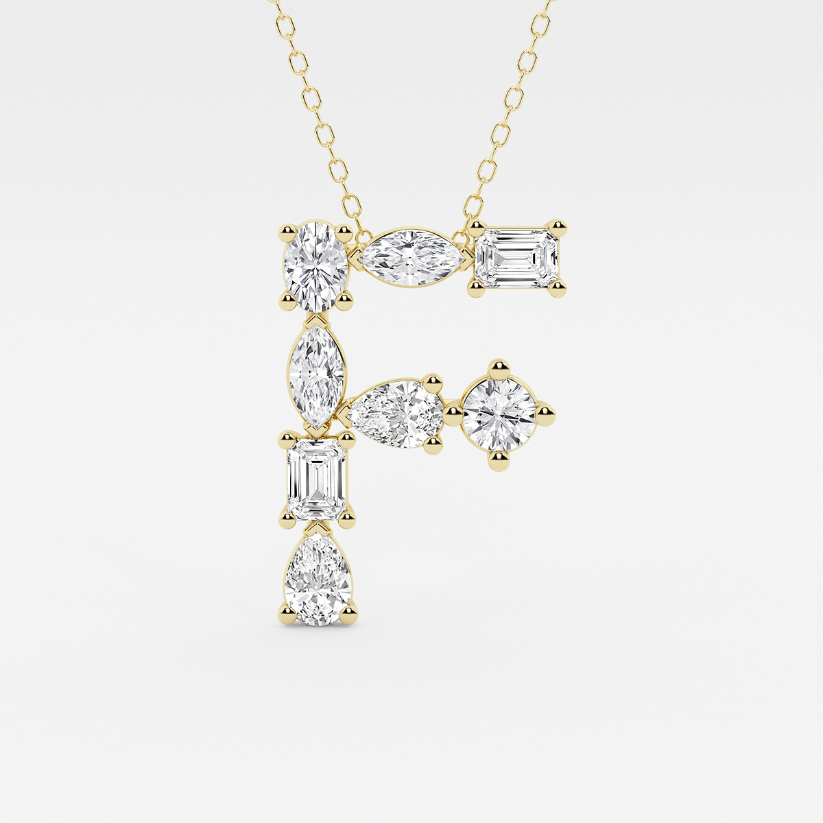 1 3/4 ctw Mosaic Multi-Shape Initial F Pendant