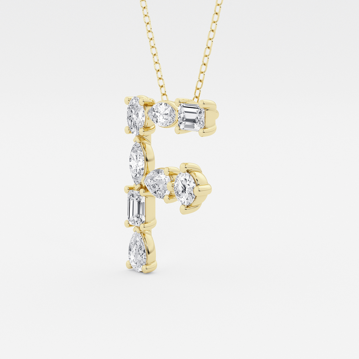 Additional Image 1 for  1 3/4 ctw Mosaic Multi-Shape Initial F Pendant