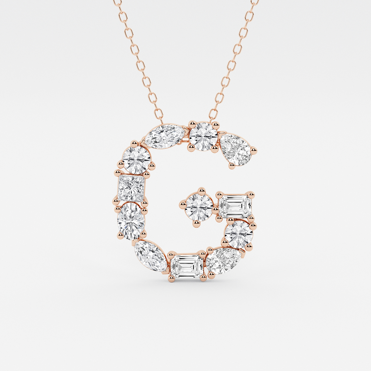 1 3/4 ctw Mosaic Multi-Shape Initial G Pendant