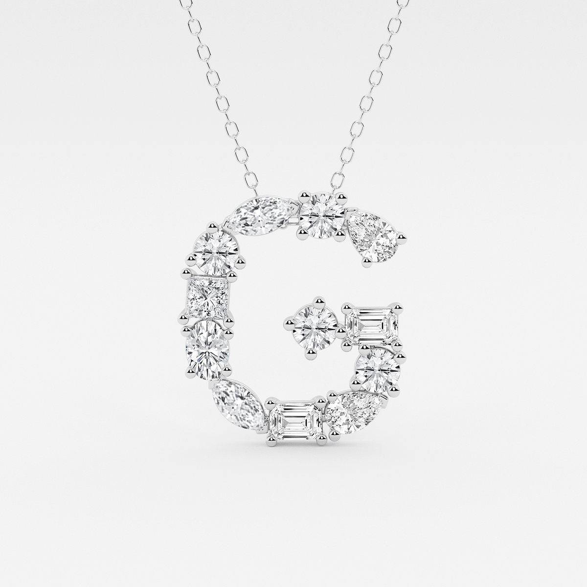 1 3/4 ctw Mosaic Multi-Shape Initial G Pendant