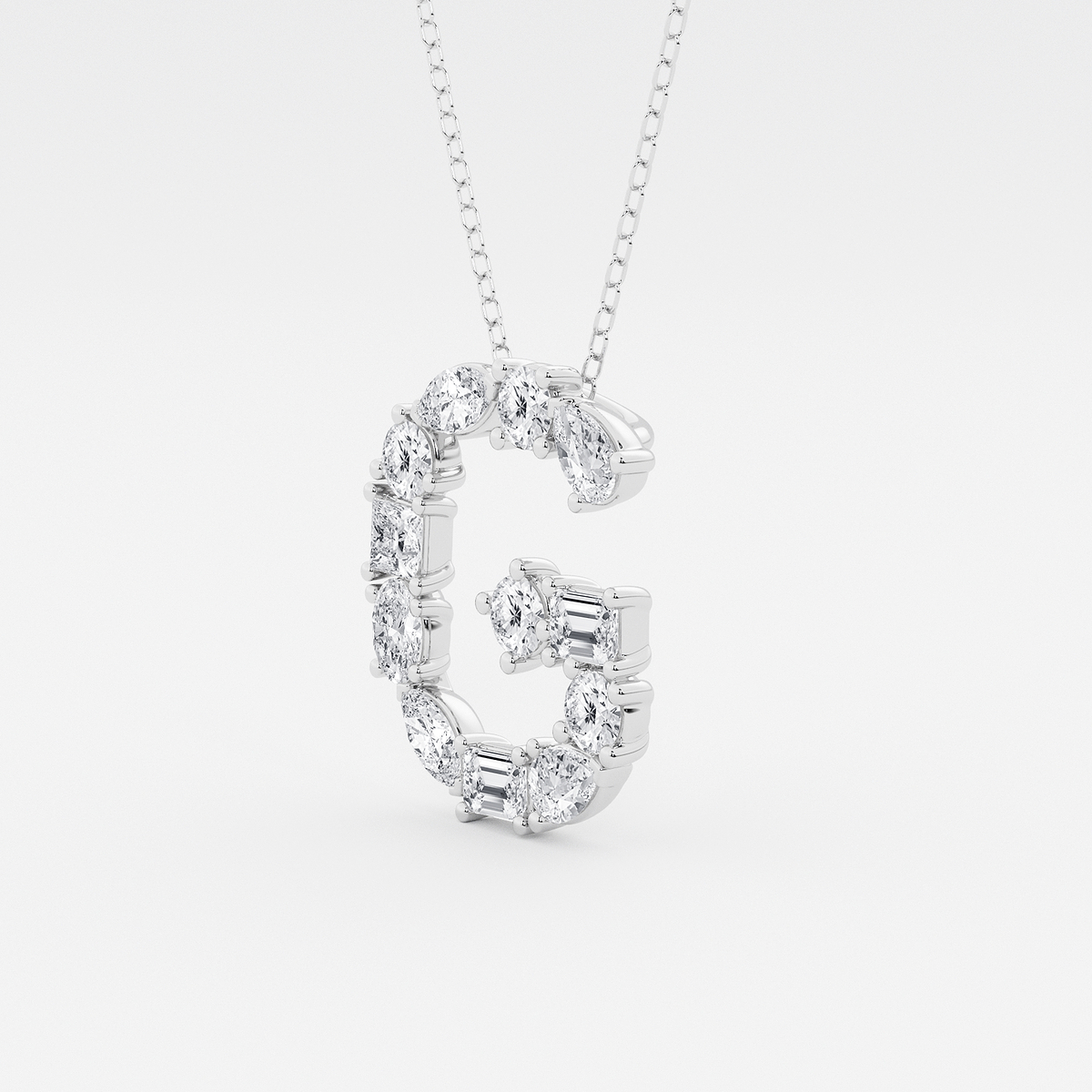 Additional Image 1 for  1 3/4 ctw Mosaic Multi-Shape Initial G Pendant