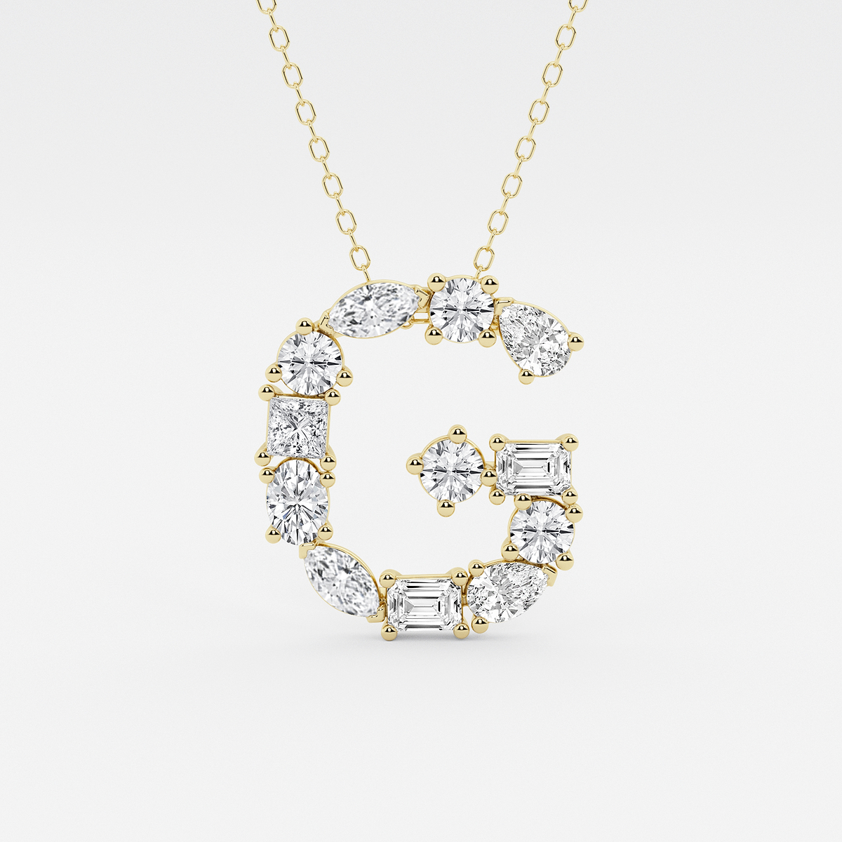 1 3/4 ctw Mosaic Multi-Shape Initial G Pendant