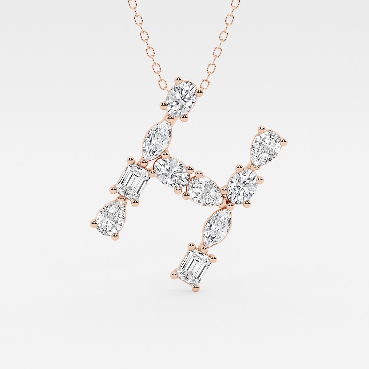1 3/4 ctw Mosaic Multi-Shape Initial H Pendant