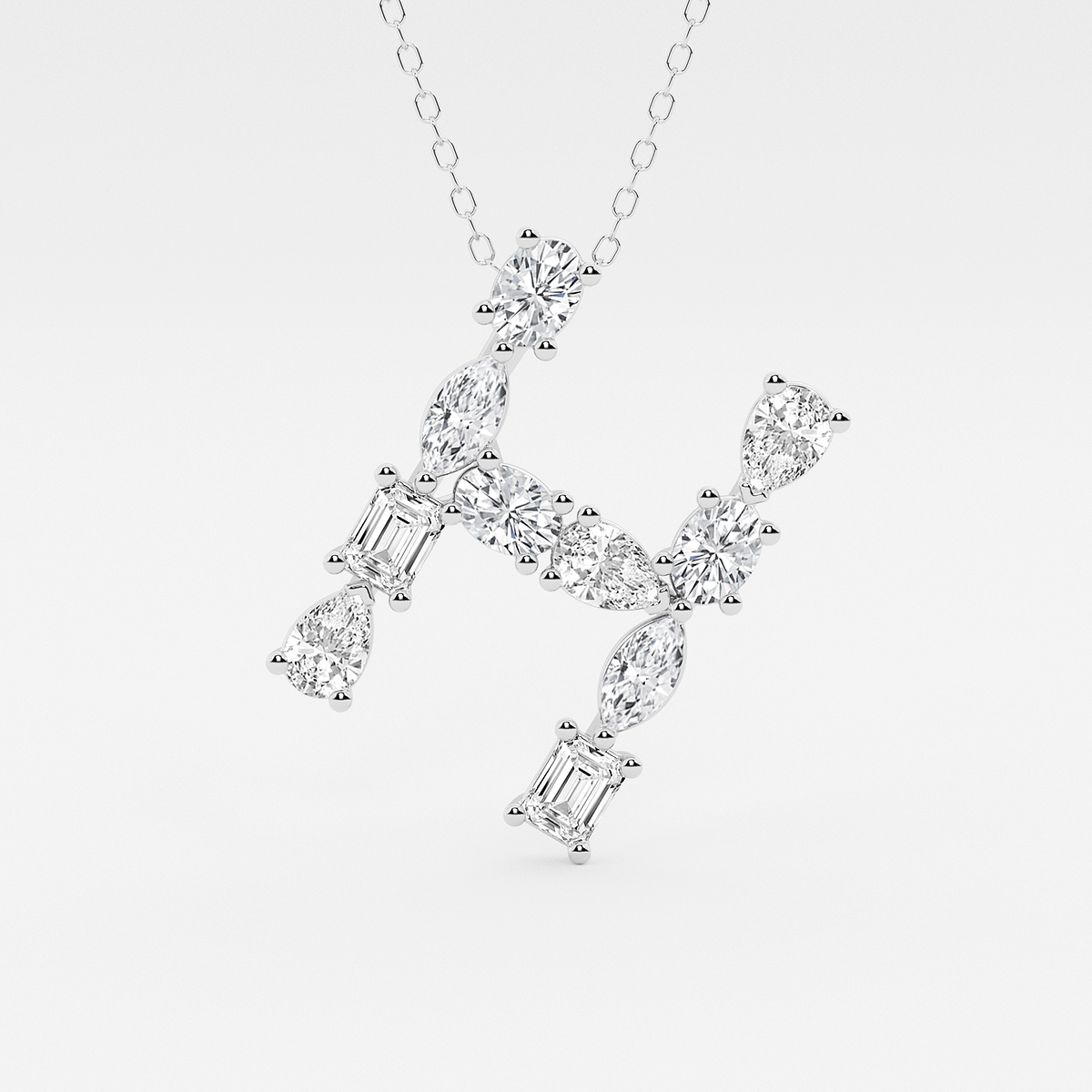 1 3/4 ctw Mosaic Multi-Shape Initial H Pendant