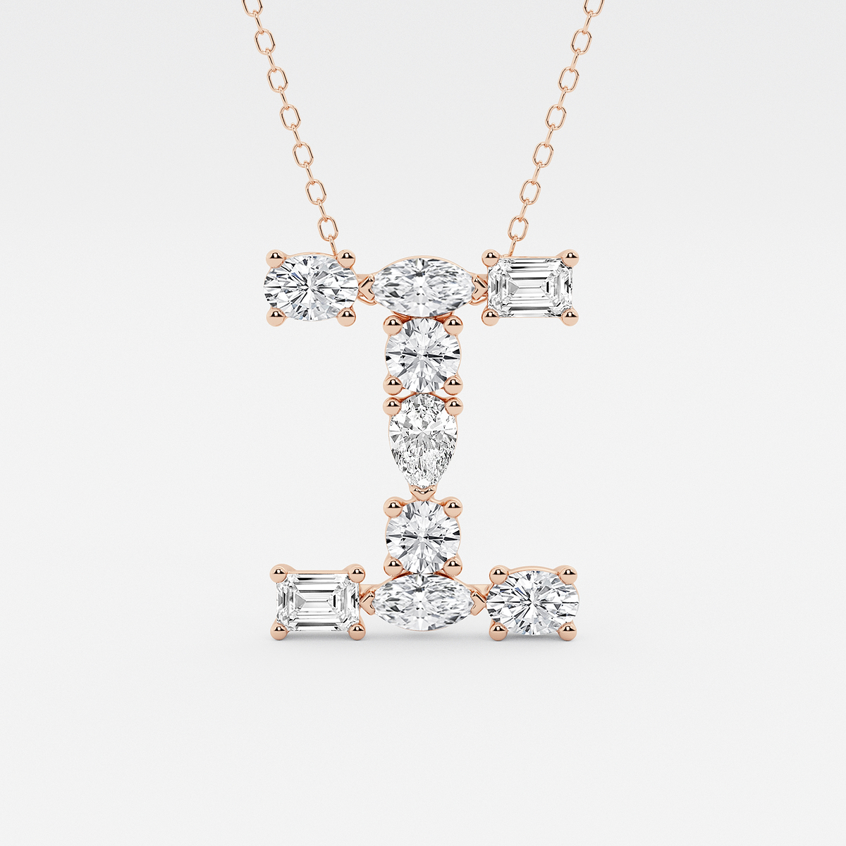 1 3/4 ctw Mosaic Multi-Shape Initial I Pendant
