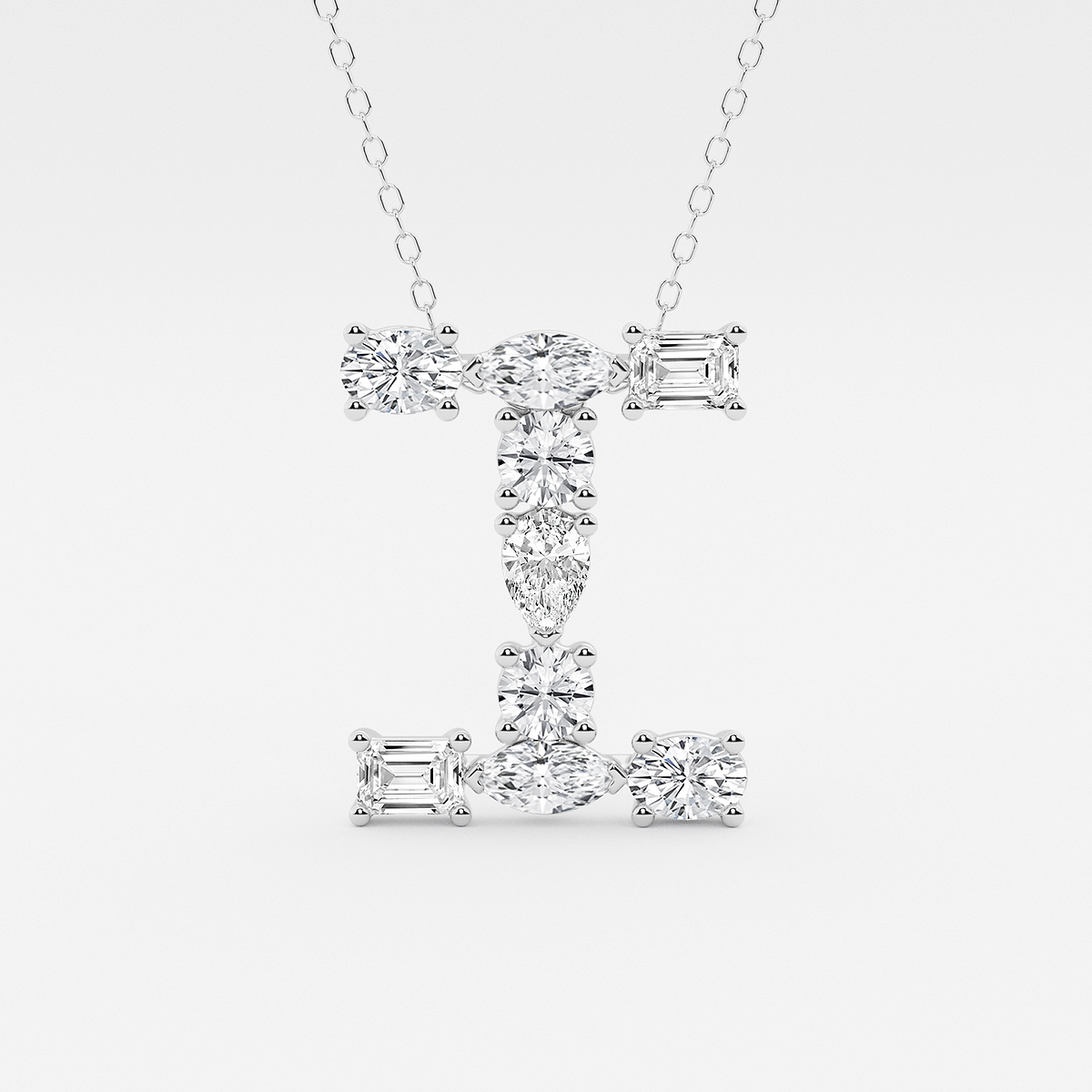 1 3/4 ctw Mosaic Multi-Shape Initial I Pendant