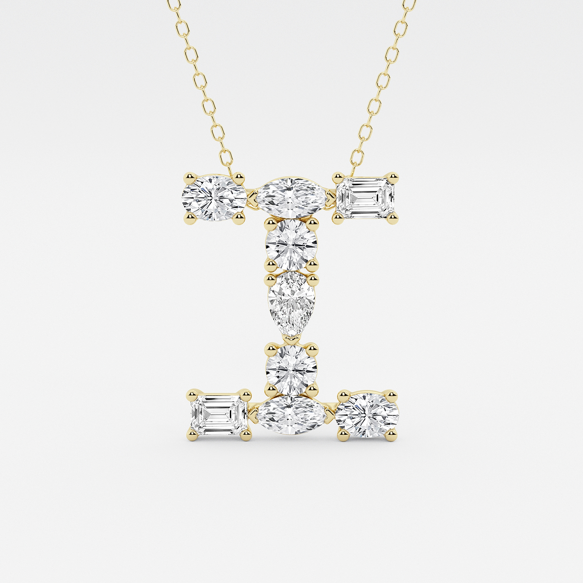 1 3/4 ctw Mosaic Multi-Shape Initial I Pendant