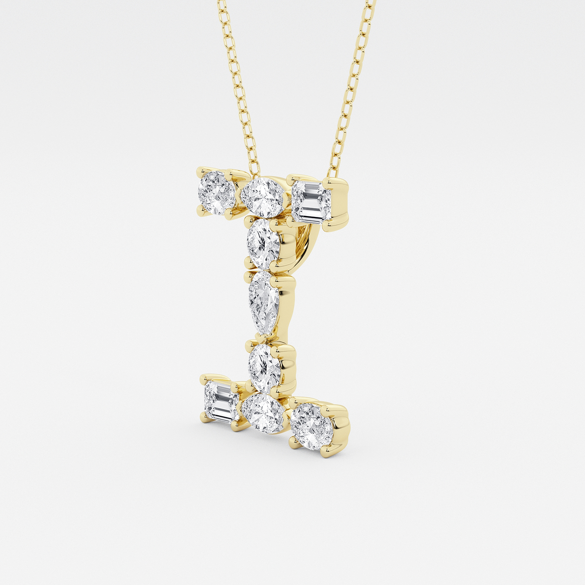 Additional Image 1 for  1 3/4 ctw Mosaic Multi-Shape Initial I Pendant