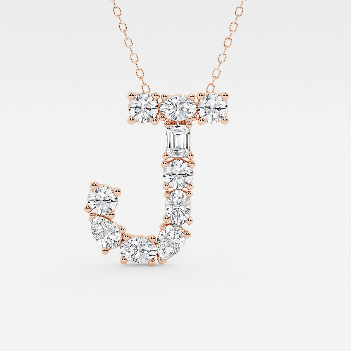 1 3/4 ctw Mosaic Multi-Shape Initial J Pendant