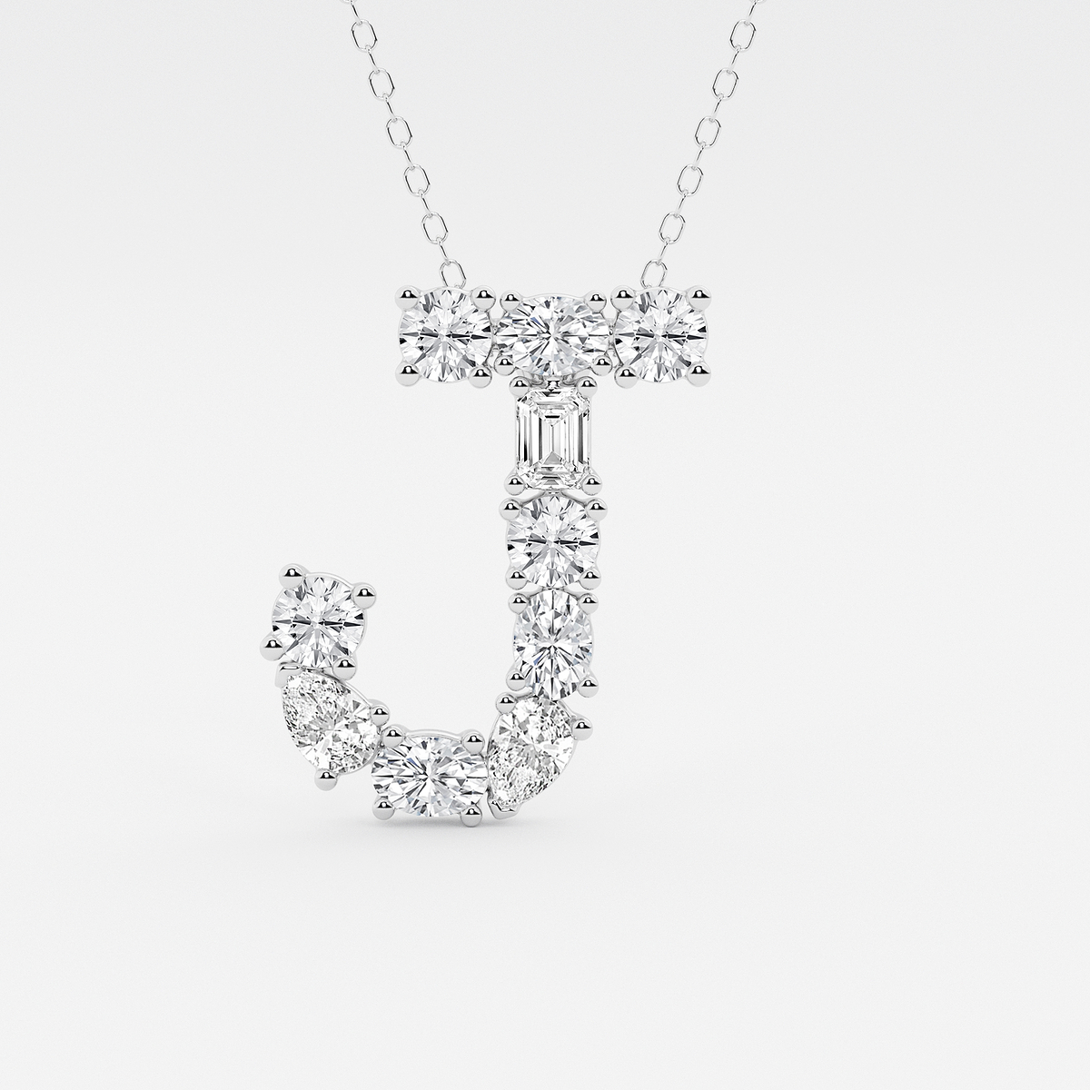 1 3/4 ctw Mosaic Multi-Shape Initial J Pendant