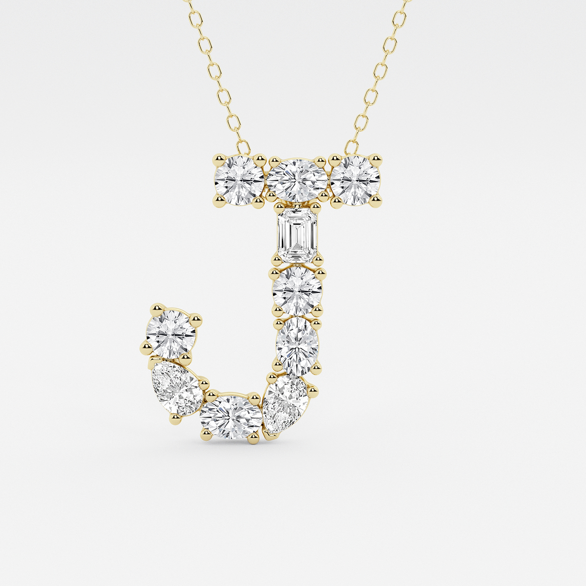 1 3/4 ctw Mosaic Multi-Shape Initial J Pendant